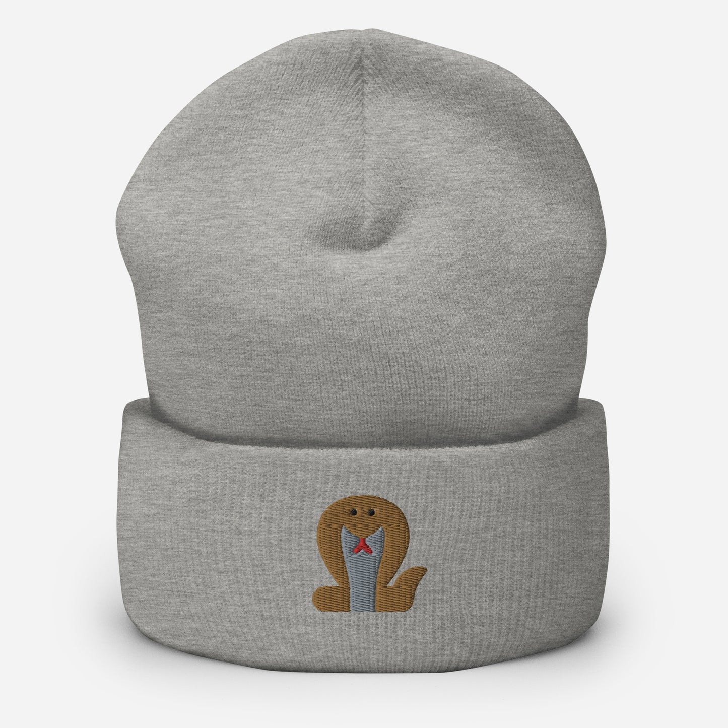 King Cobra Beanie Cap, Embroidered Snake Lovers Cuffed Beanie, Handmade Unisex Slouchy Reptiles Gift Hat Cap