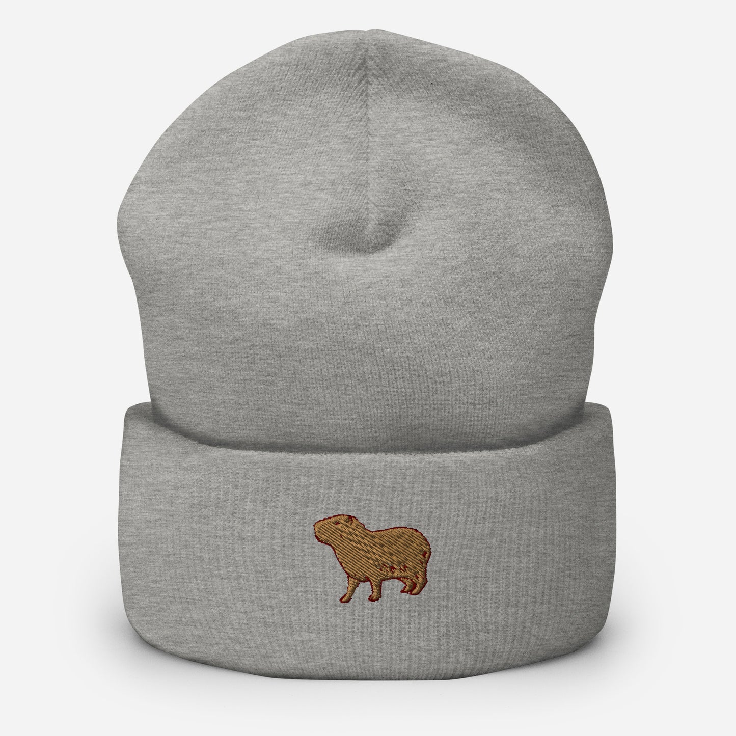 Capybara Beanie Cap, Embroidered Cute Rodent Meme Animal Lover Cuffed Beanie, Handmade Unisex Slouchy Capybaras Pet Lover Gift Hat Cap