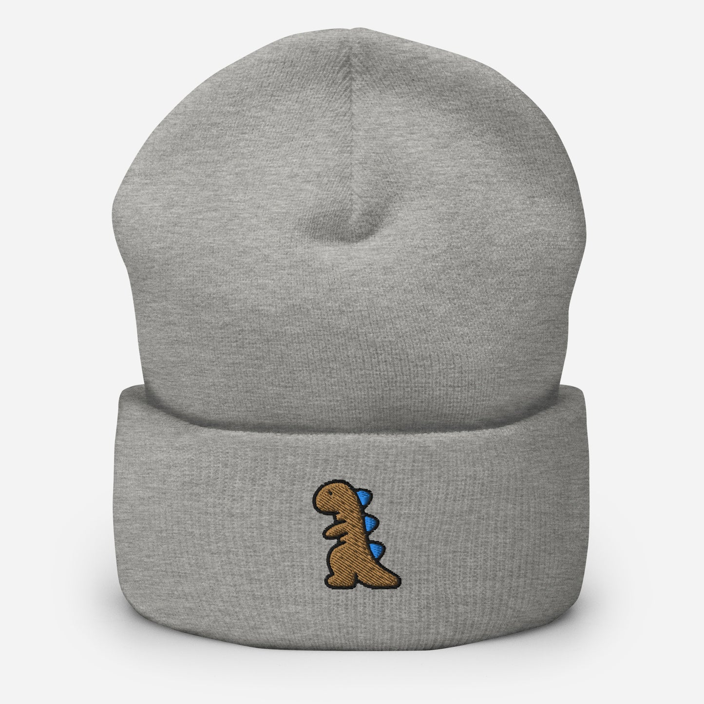 Dinosaur Beanie Cap, Embroidered T-Rex Cuffed Beanie, Handmade Unisex Slouchy Baby Dino Lovers Gift Hat Cap
