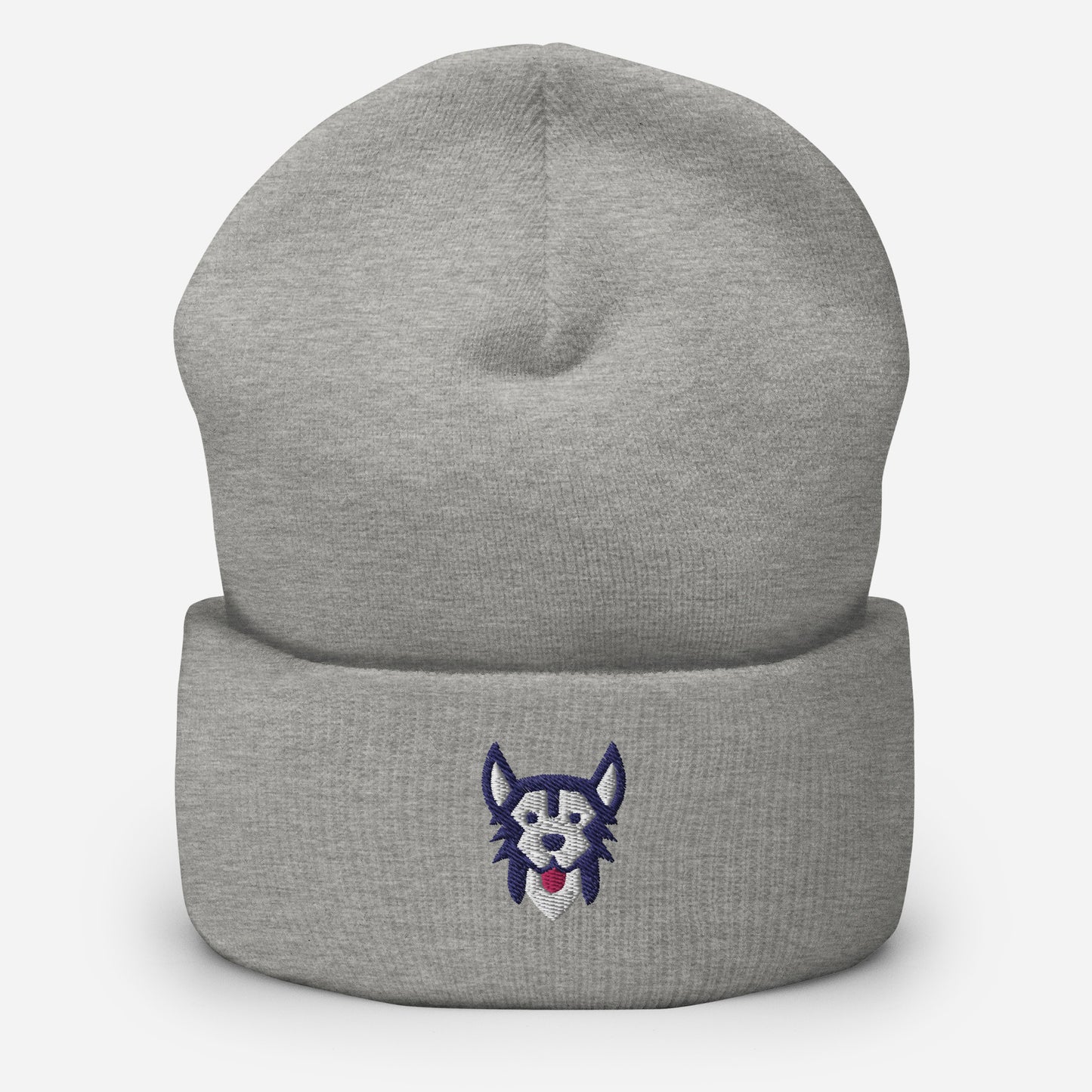Siberian Husky Beanie Cap, Embroidered Husky Sibe Dog Lover Cuffed Beanie, Handmade Unisex Sled Dog Slouchy Chukcha Dogs Gift Hat Cap