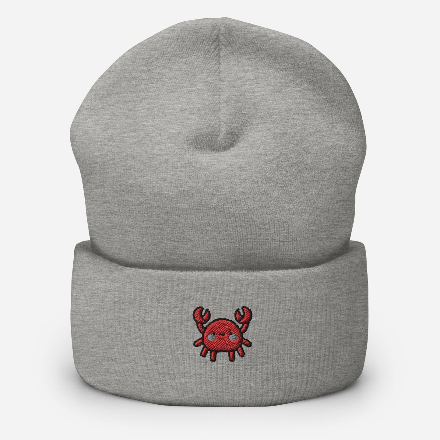 Crab Beanie Cap, Embroidered Sea Crab Cuffed Beanie, Handmade Unisex Slouchy Gift Hat Cap - Multiple Colors