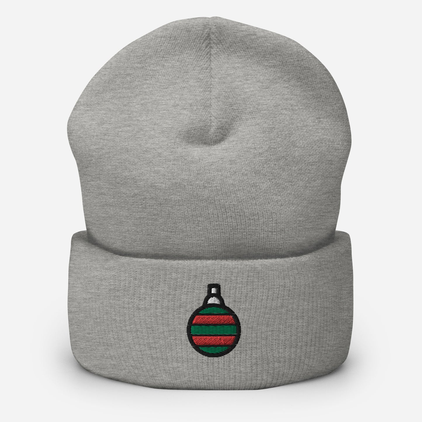 Christmas Ball Beanie Cap, Embroidered Christmas Cuffed Beanie, Handmade Unisex Slouchy Xmas Festive Gift Hat Cap