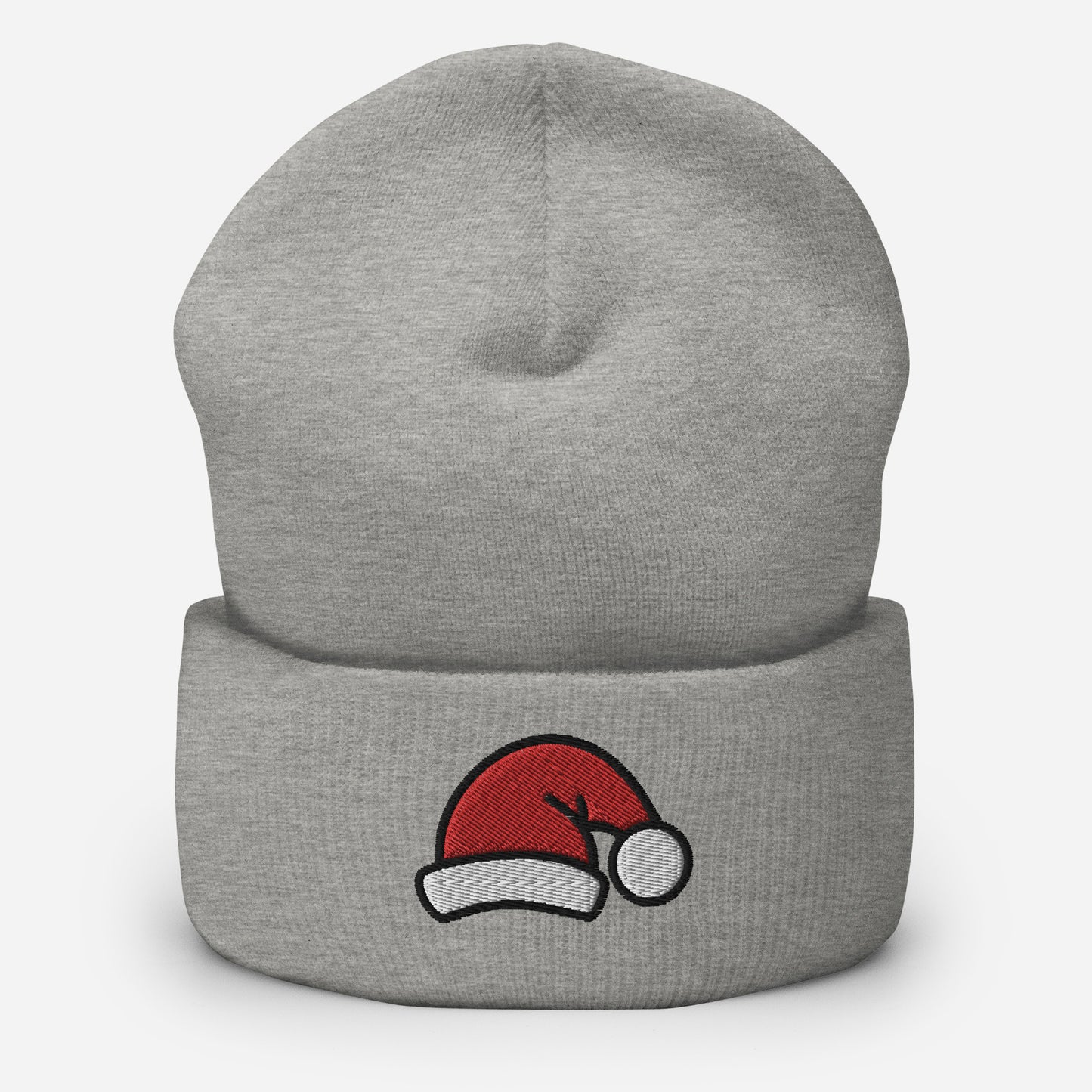 Christmas Santa Beanie Cap, Embroidered Christmas Santa Claus Cuffed Beanie, Handmade Unisex Slouchy Xmas Festive Gift Hat Cap