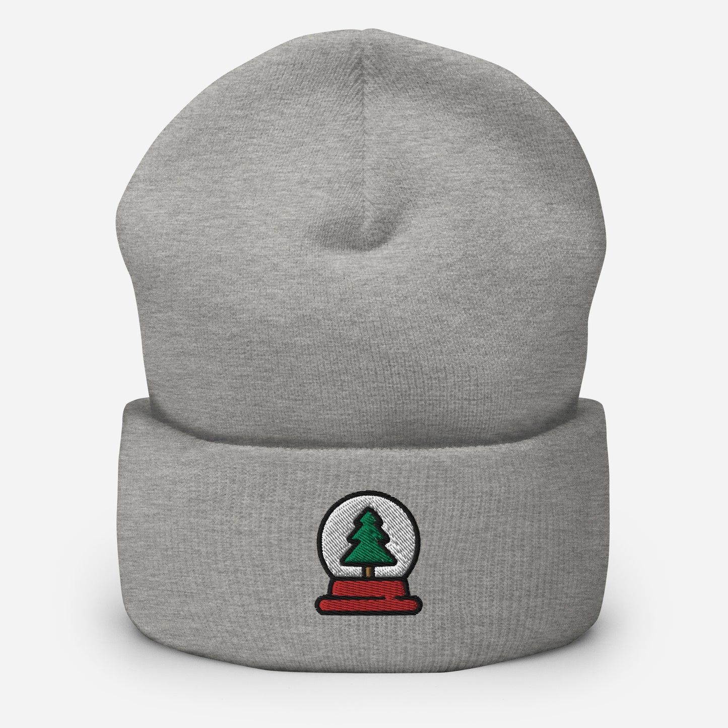 Snow Globe Tree Beanie Cap, Embroidered Christmas Cuffed Beanie, Handmade Unisex Slouchy Xmas Festive Gift Hat Cap