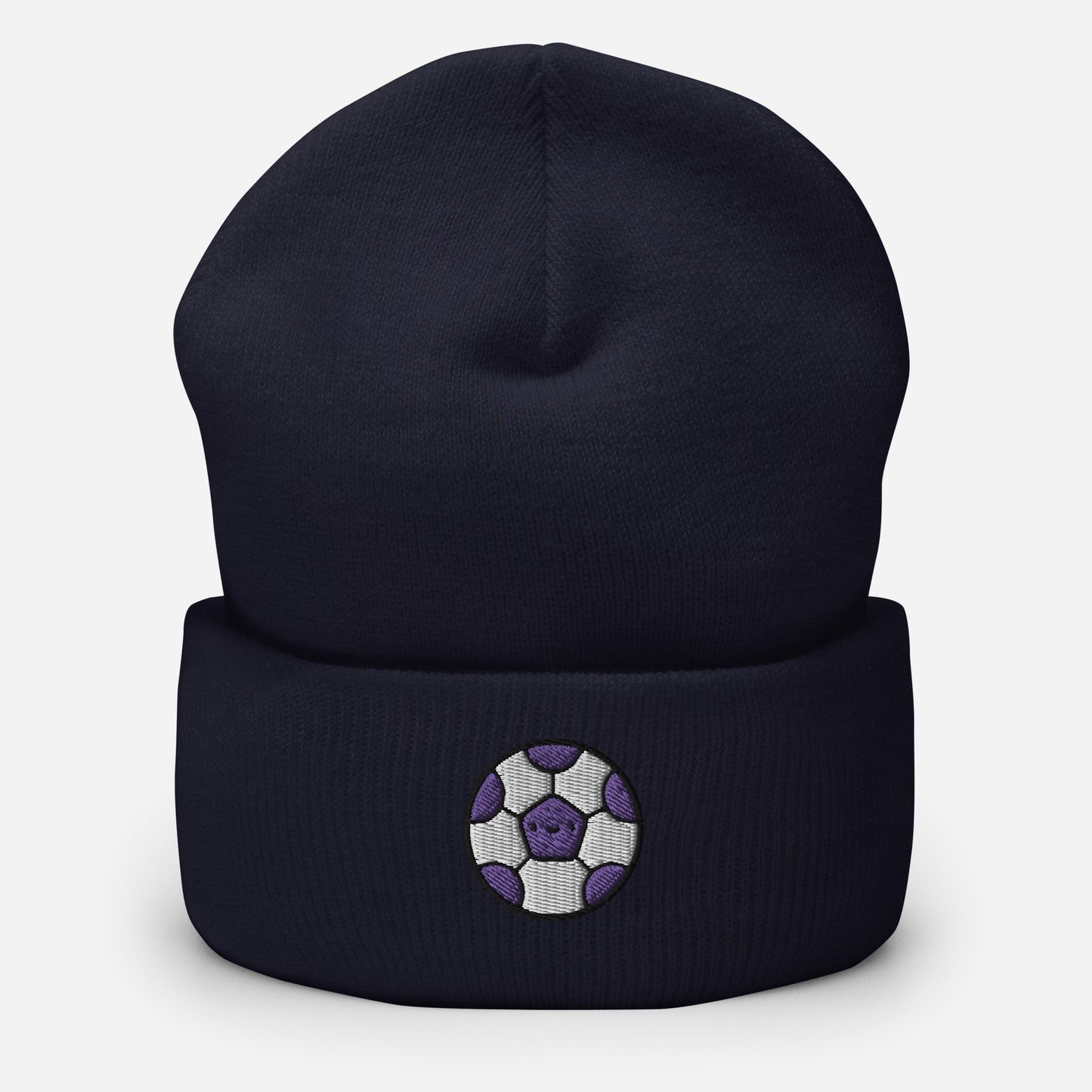 Football Beanie Cap , Embroidered Soccer Ball Cuffed Beanie, Handmade Unisex Slouchy Soccer Player Gift Hat Cap