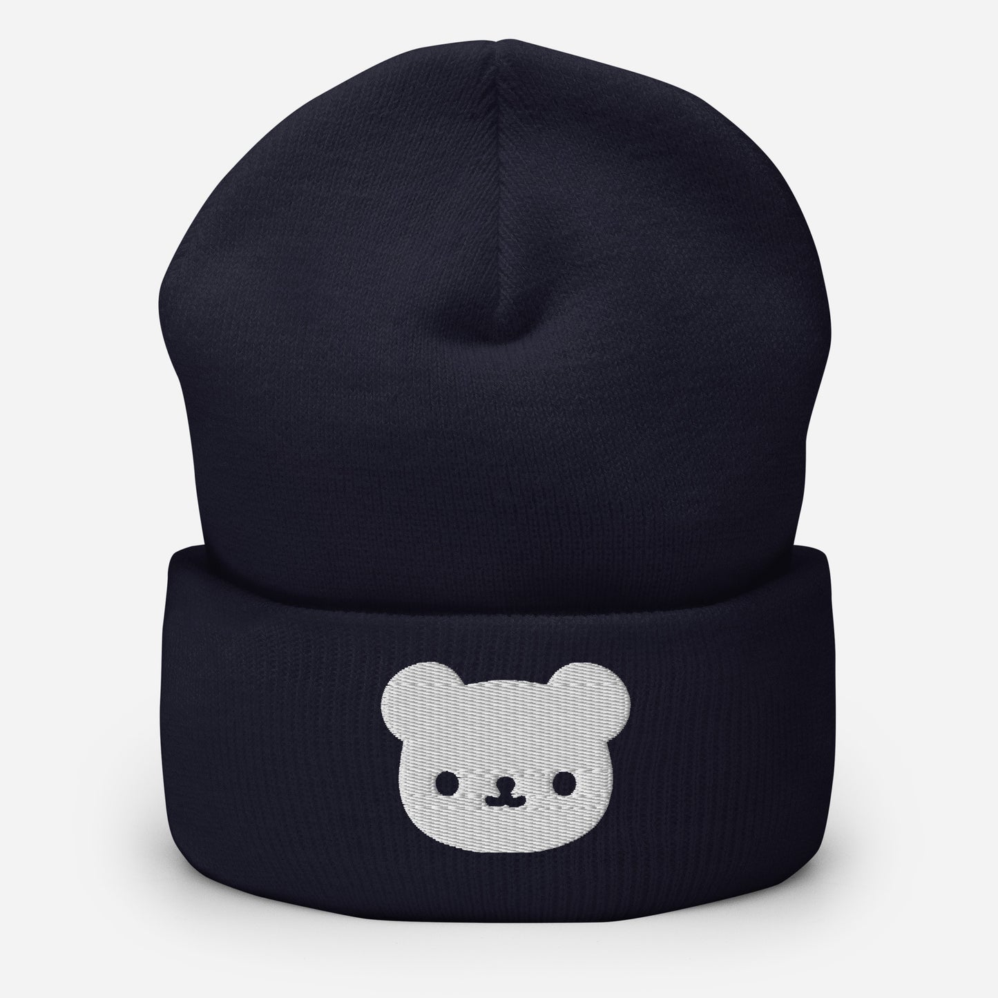 Polar Bear Beanie Cap, Embroidered Wild Animal Cuffed Beanie, Handmade Unisex Slouchy Cartoon Bear Gift Hat Cap