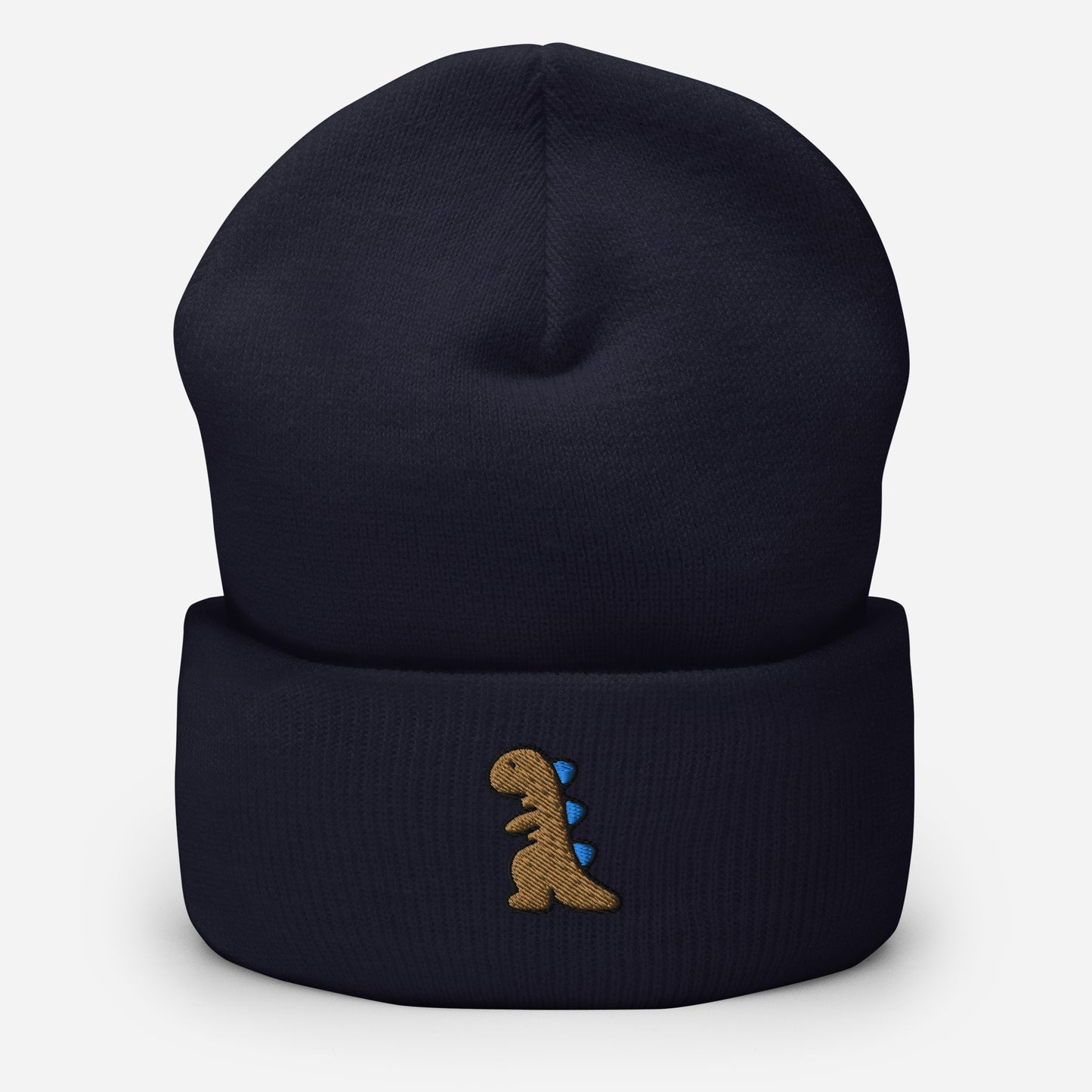 Dinosaur Beanie Cap, Embroidered T-Rex Cuffed Beanie, Handmade Unisex Slouchy Baby Dino Lovers Gift Hat Cap