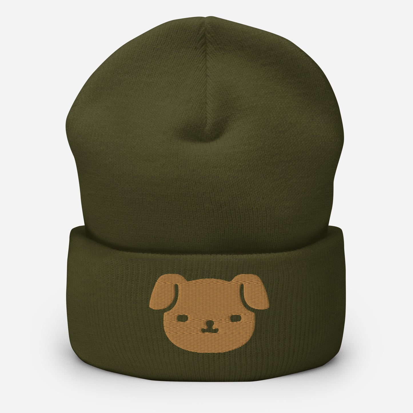 Puppy Dog Beanie Cap, Embroidered Dog Lover Cuffed Beanie, Handmade Unisex Slouchy Cartoon Dog Gift Hat Cap