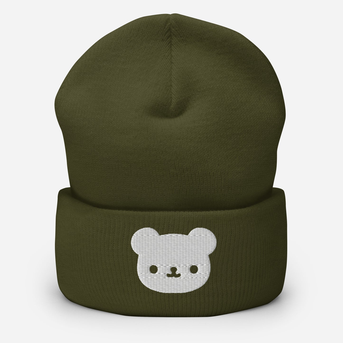 Polar Bear Beanie Cap, Embroidered Wild Animal Cuffed Beanie, Handmade Unisex Slouchy Cartoon Bear Gift Hat Cap