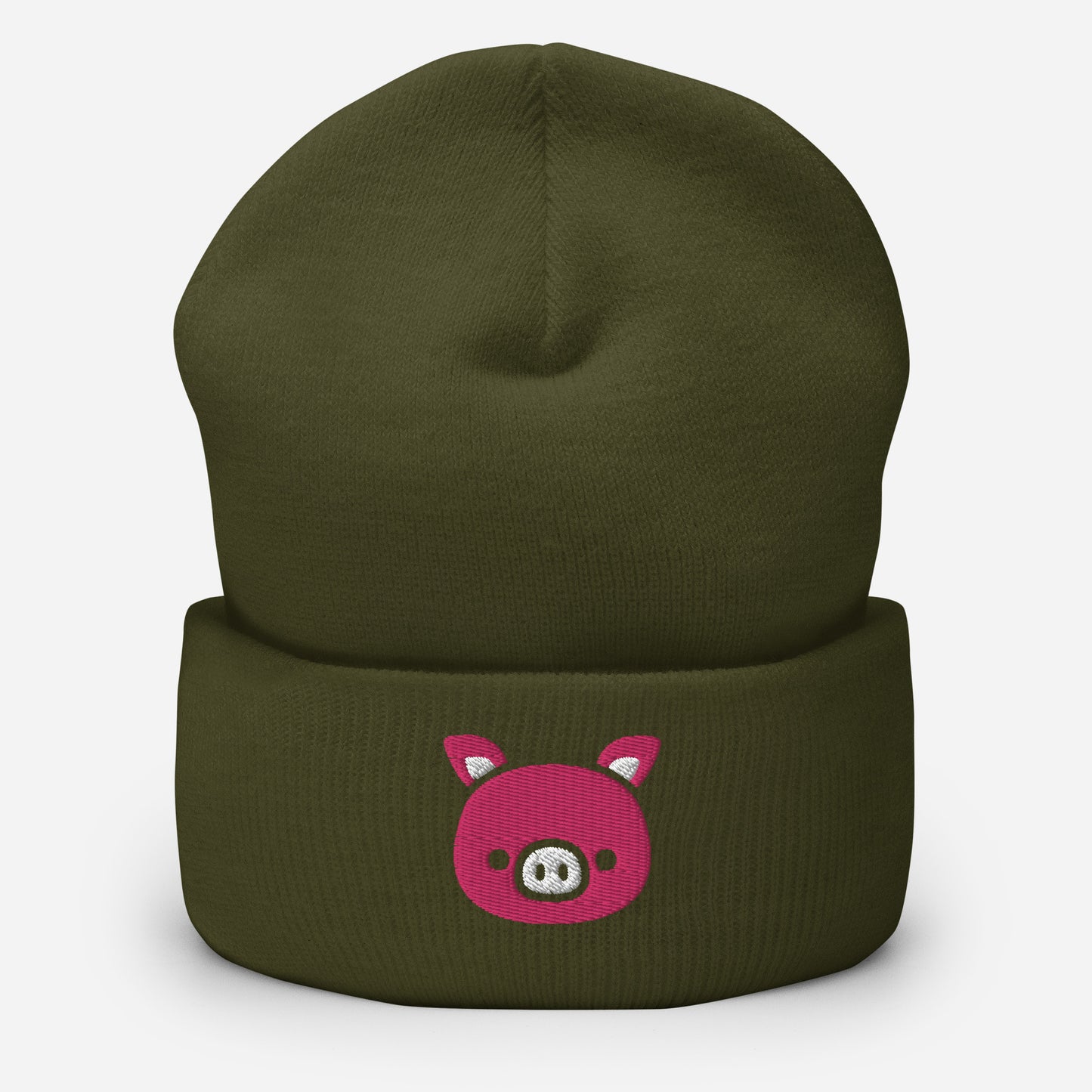 Pig Face Beanie Cap, Embroidered Farm Animal Cuffed Beanie, Handmade Unisex Slouchy Cartoon Pig Gift Hat Cap