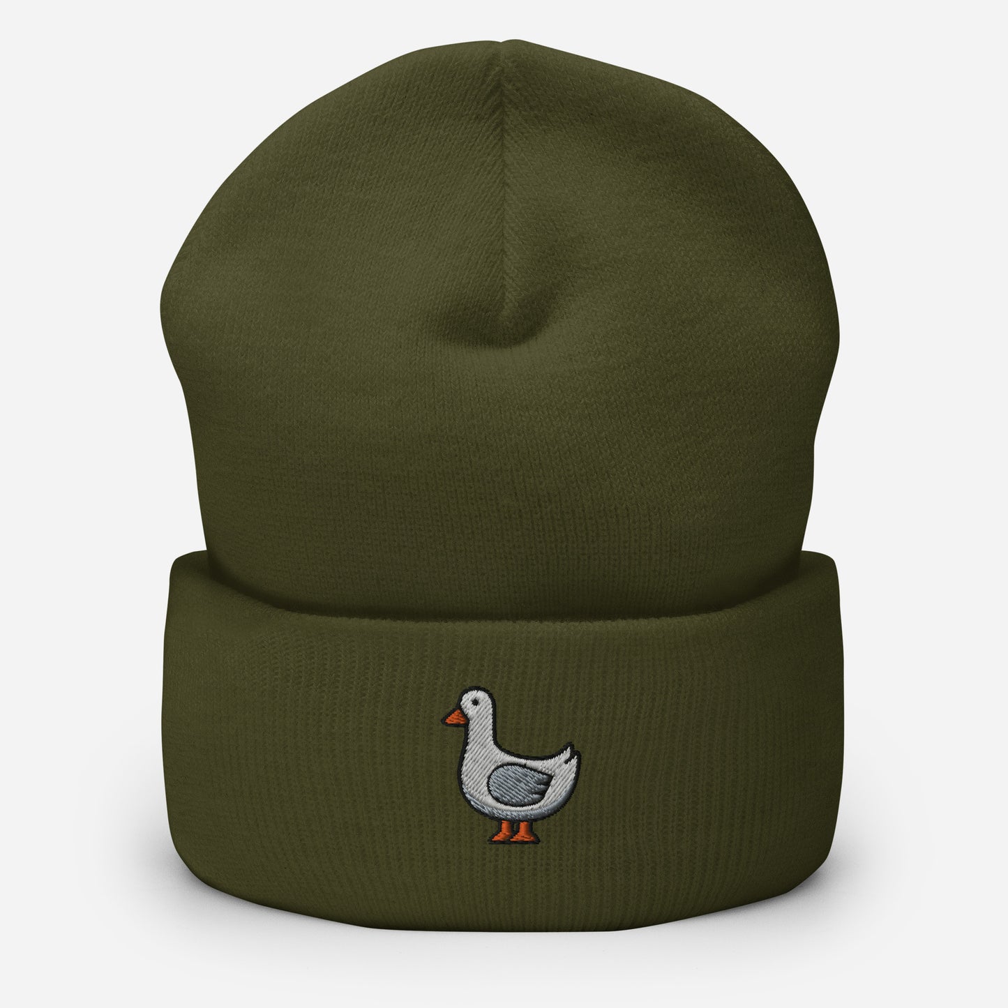 Goose Beanie Cap, Embroidered Silly Goose Funny Meme Cuffed Beanie, Handmade Unisex Slouchy Goose Band Inspired Honk Gift Hat Cap