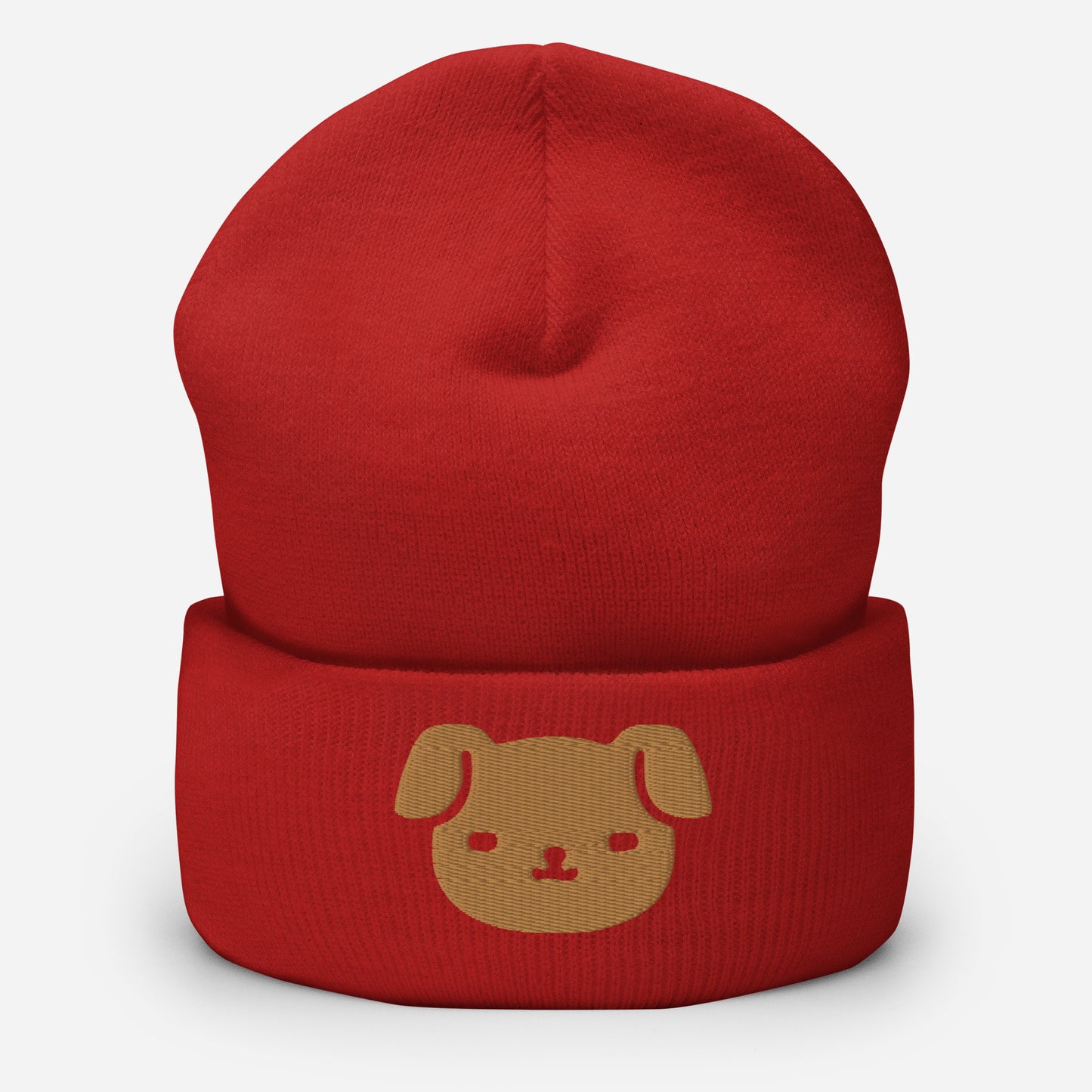 Puppy Dog Beanie Cap, Embroidered Dog Lover Cuffed Beanie, Handmade Unisex Slouchy Cartoon Dog Gift Hat Cap