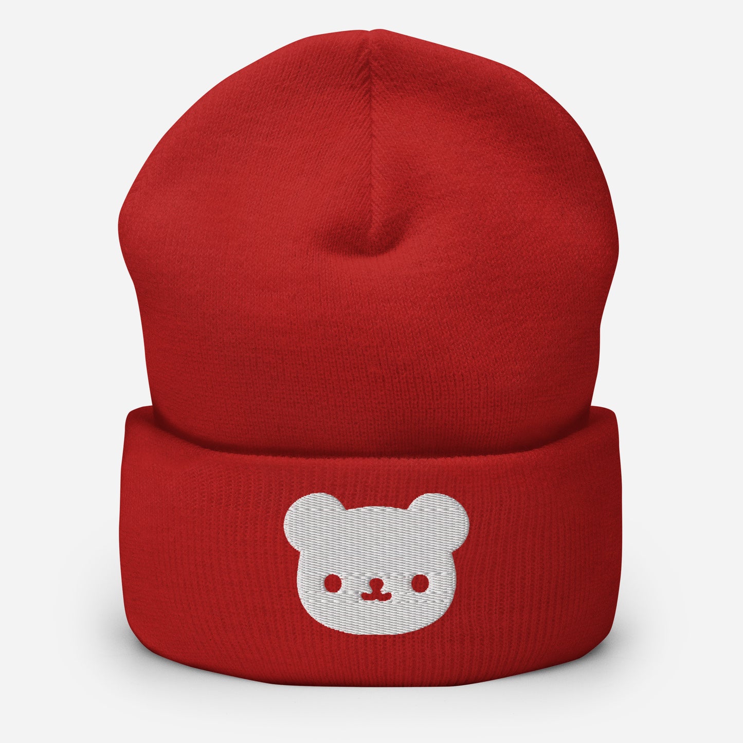 Polar Bear Beanie Cap, Embroidered Wild Animal Cuffed Beanie, Handmade Unisex Slouchy Cartoon Bear Gift Hat Cap