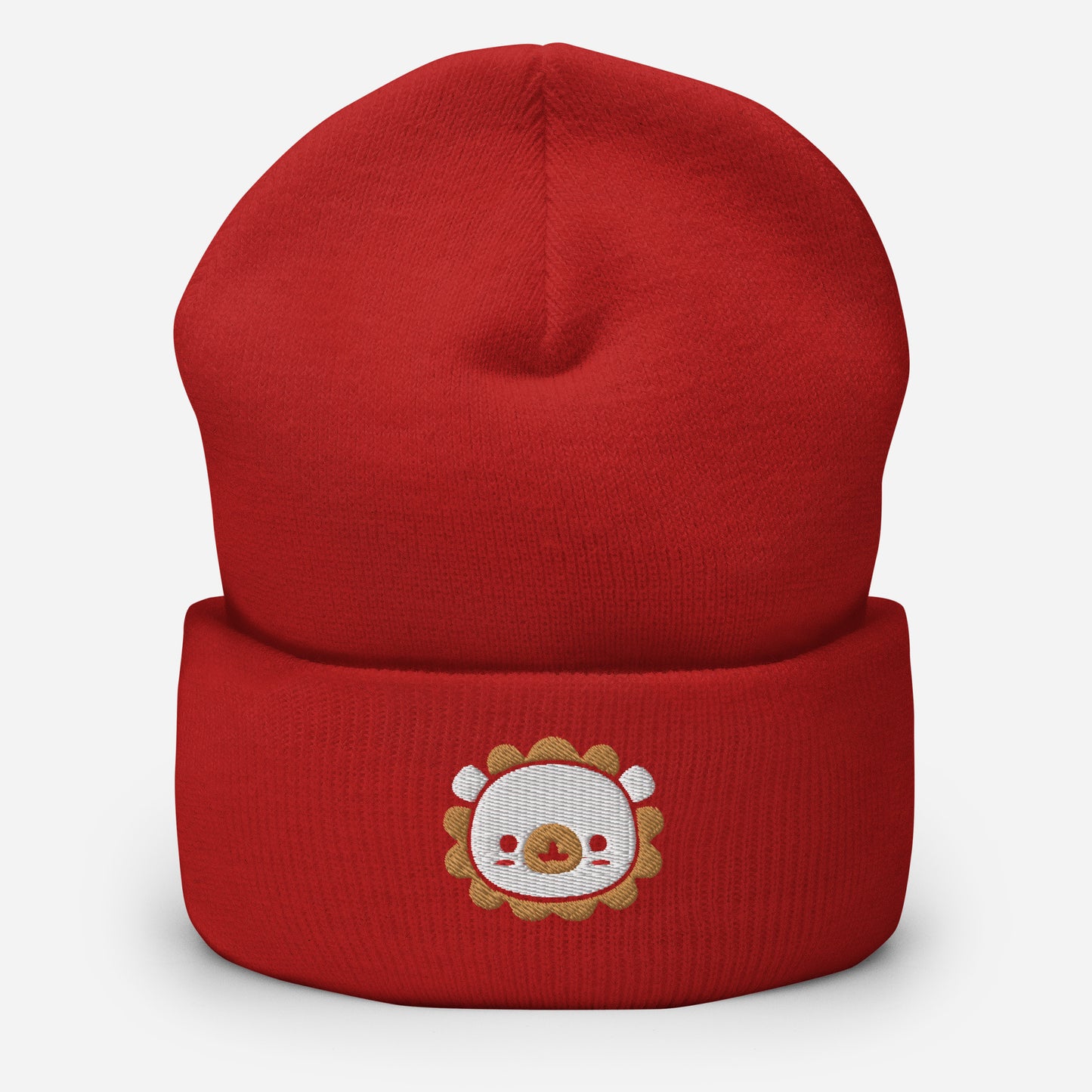 Baby Lion Beanie Cap, Embroidered Wild Animal Cuffed Beanie, Handmade Unisex Slouchy Cartoon Lion Gift Hat Cap