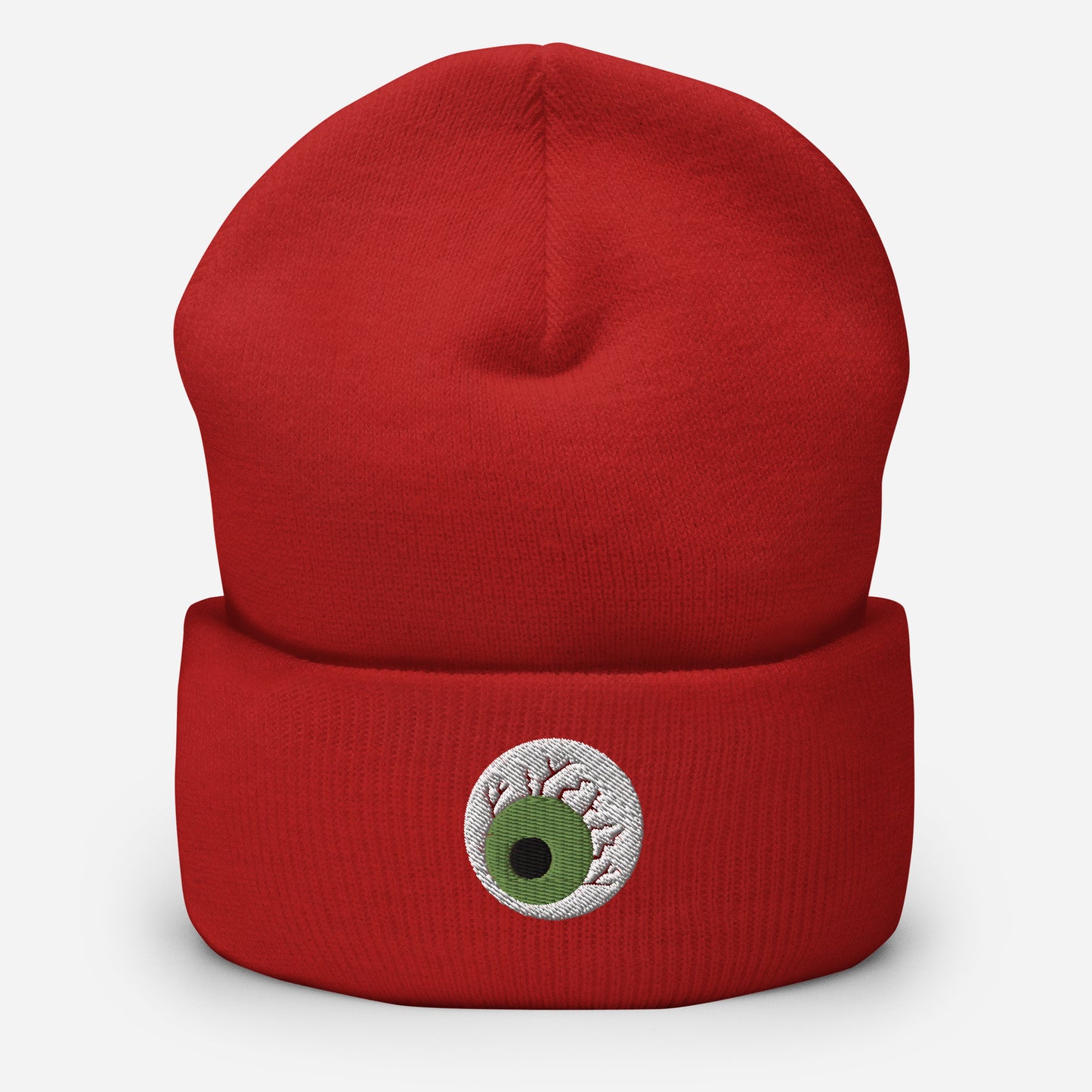 Halloween Zombie Eyeball Beanie Cap, Embroidered Spooky Season Cuffed Beanie, Handmade Unisex Slouchy Scary Eye Gift Hat Cap