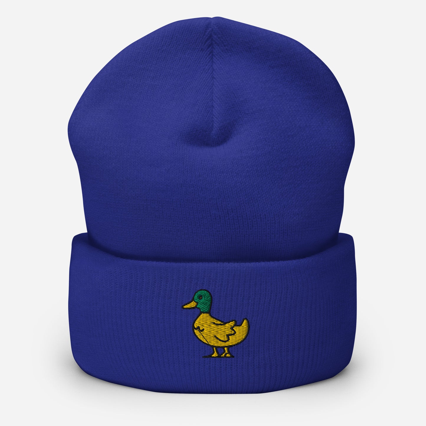 Cute Duck Beanie Cap, Embroidered Bird Lake Duck Lover Cuffed Beanie, Handmade Unisex Wildlife Hunter Duck Player Gift Hat Cap