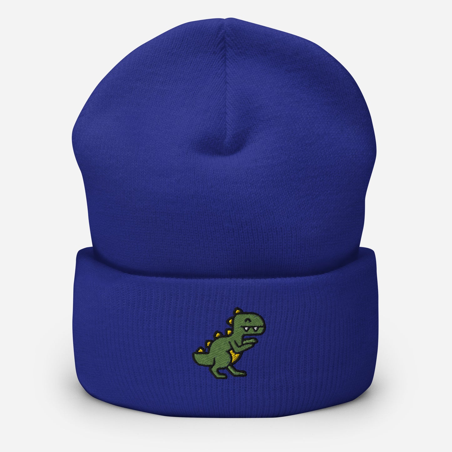 Dinosaur Beanie Cap, Embroidered T-Rex Cuffed Beanie, Handmade Unisex Slouchy Baby Dino Lovers Gift Hat Cap