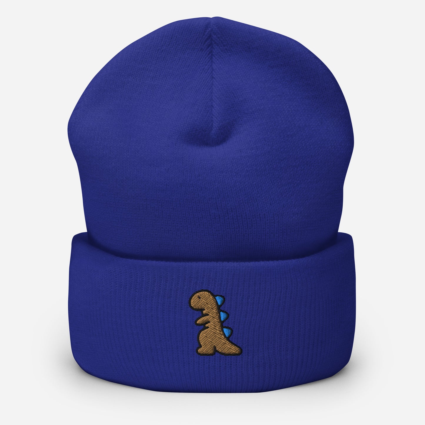 Dinosaur Beanie Cap, Embroidered T-Rex Cuffed Beanie, Handmade Unisex Slouchy Baby Dino Lovers Gift Hat Cap