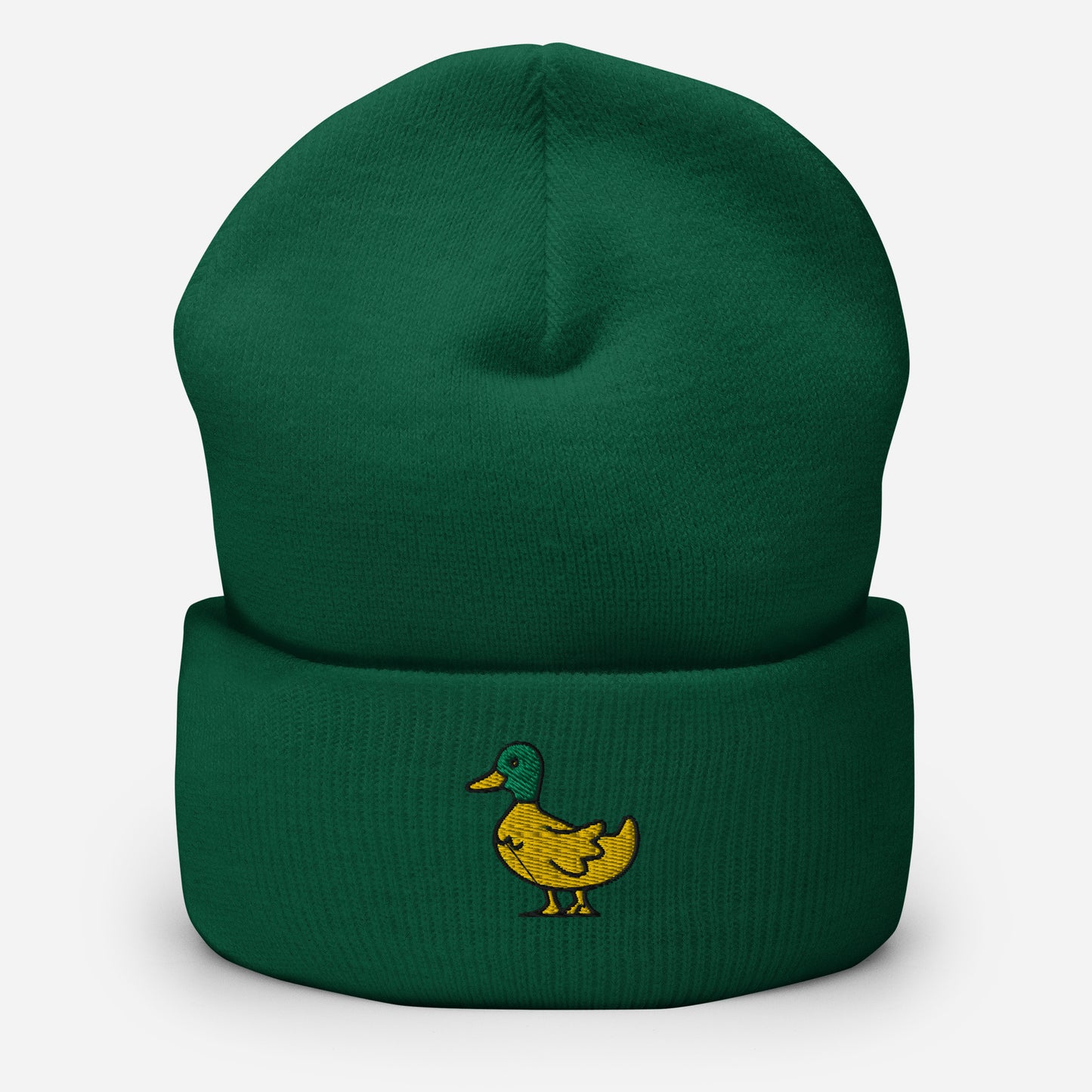 Cute Duck Beanie Cap, Embroidered Bird Lake Duck Lover Cuffed Beanie, Handmade Unisex Wildlife Hunter Duck Player Gift Hat Cap