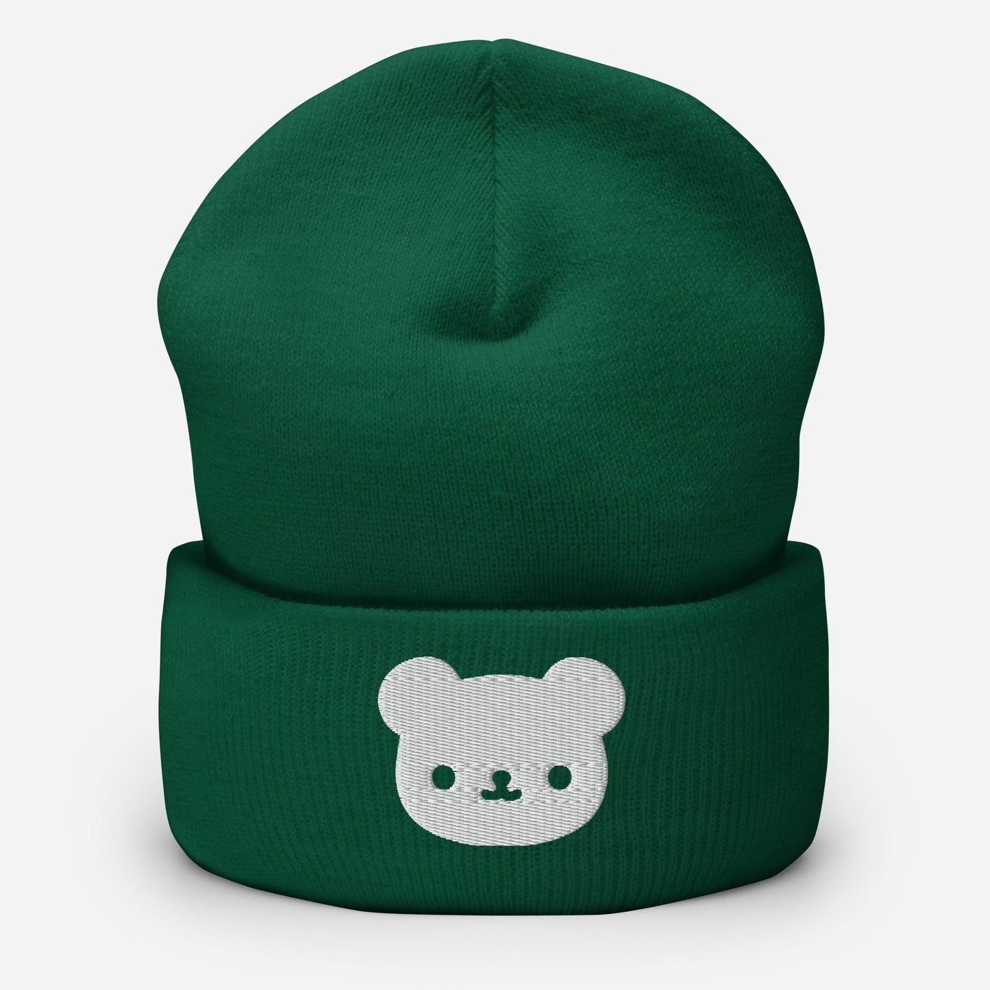Polar Bear Beanie Cap, Embroidered Wild Animal Cuffed Beanie, Handmade Unisex Slouchy Cartoon Bear Gift Hat Cap