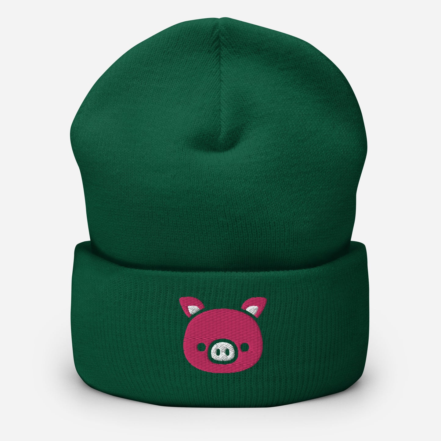 Pig Face Beanie Cap, Embroidered Farm Animal Cuffed Beanie, Handmade Unisex Slouchy Cartoon Pig Gift Hat Cap