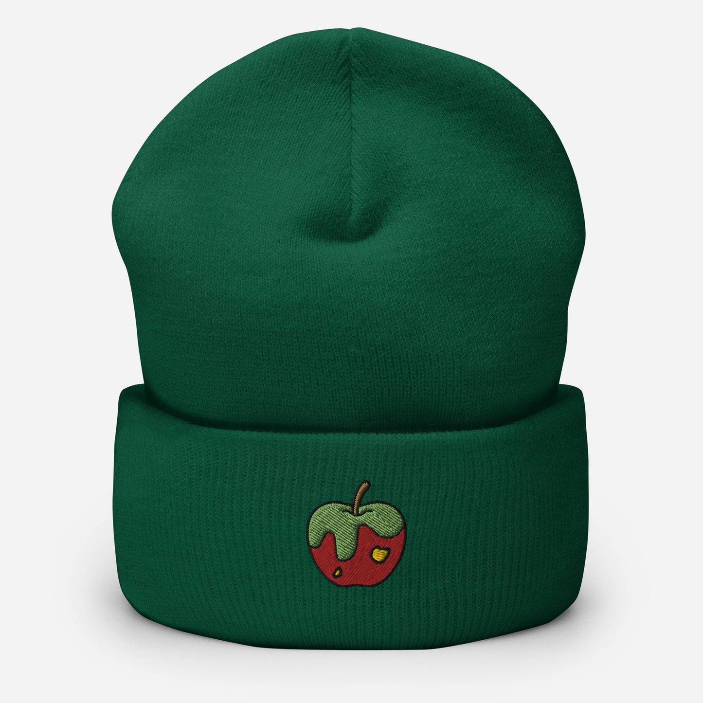 Apple Fruit Beanie Cap, Embroidered Cuffed Beanie, Handmade Unisex Slouchy Gift Hat Cap - Multiple Colors
