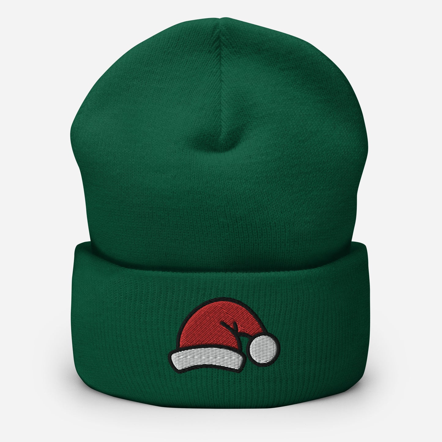 Christmas Santa Beanie Cap, Embroidered Christmas Santa Claus Cuffed Beanie, Handmade Unisex Slouchy Xmas Festive Gift Hat Cap