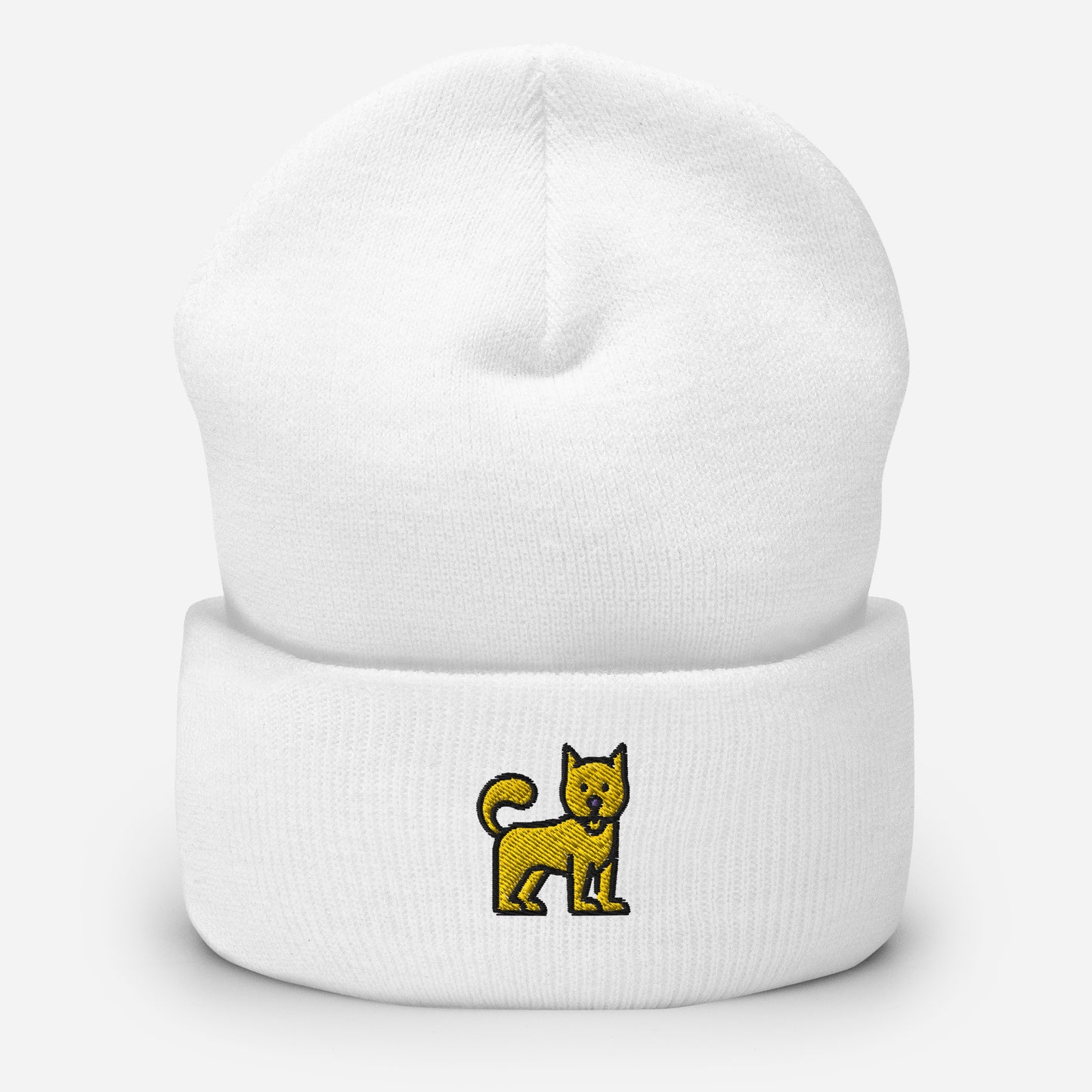 Cute Little Dog Beanie Cap, Embroidered Puppy Dog Cuffed Beanie, Handmade Unisex Slouchy Dog Lovers Gift Hat Cap