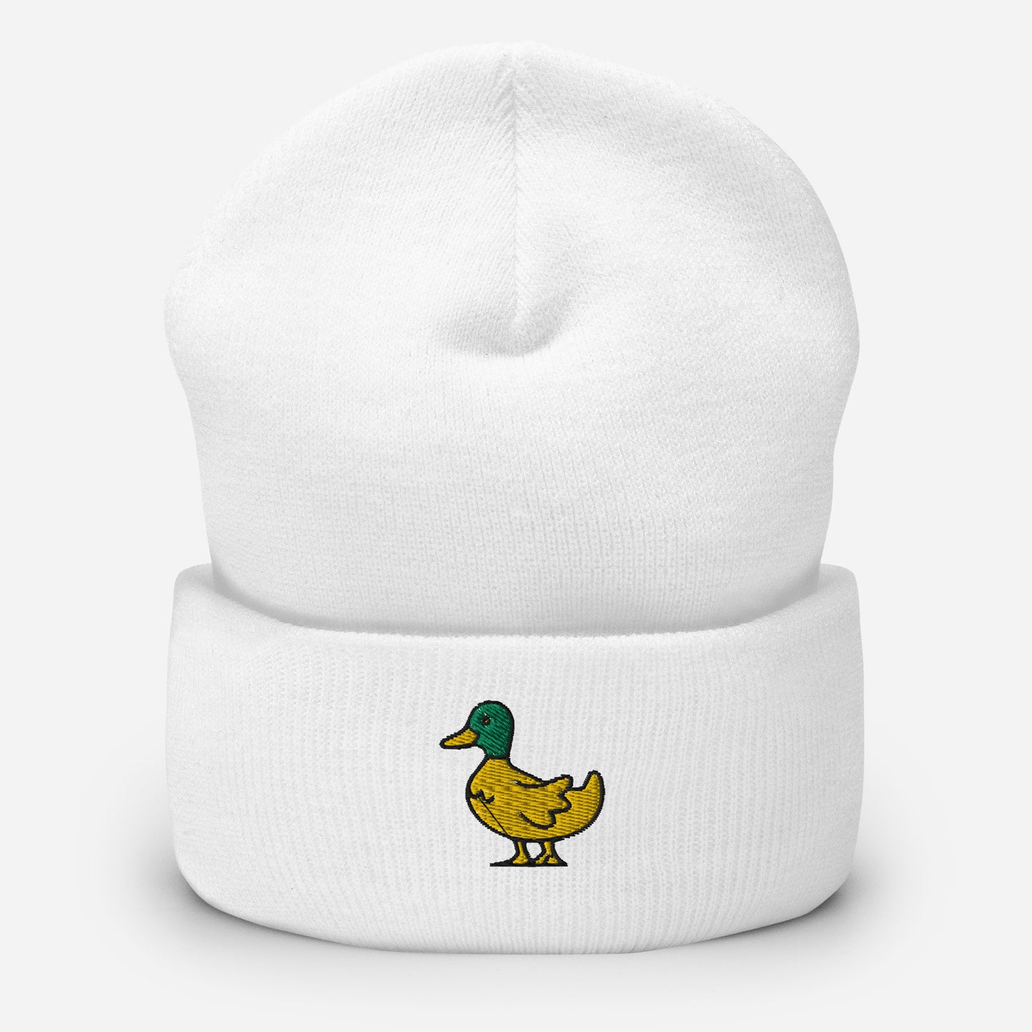 Cute Duck Beanie Cap, Embroidered Bird Lake Duck Lover Cuffed Beanie, Handmade Unisex Wildlife Hunter Duck Player Gift Hat Cap