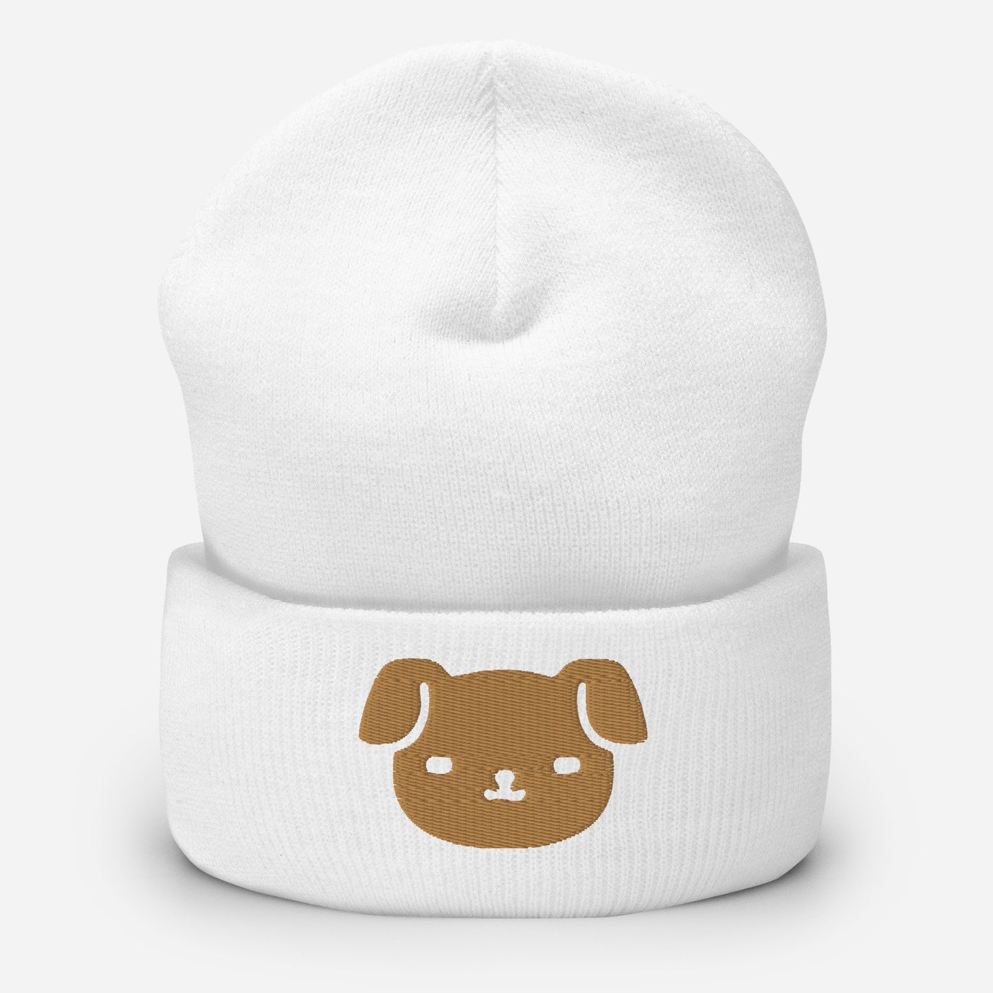 Puppy Dog Beanie Cap, Embroidered Dog Lover Cuffed Beanie, Handmade Unisex Slouchy Cartoon Dog Gift Hat Cap