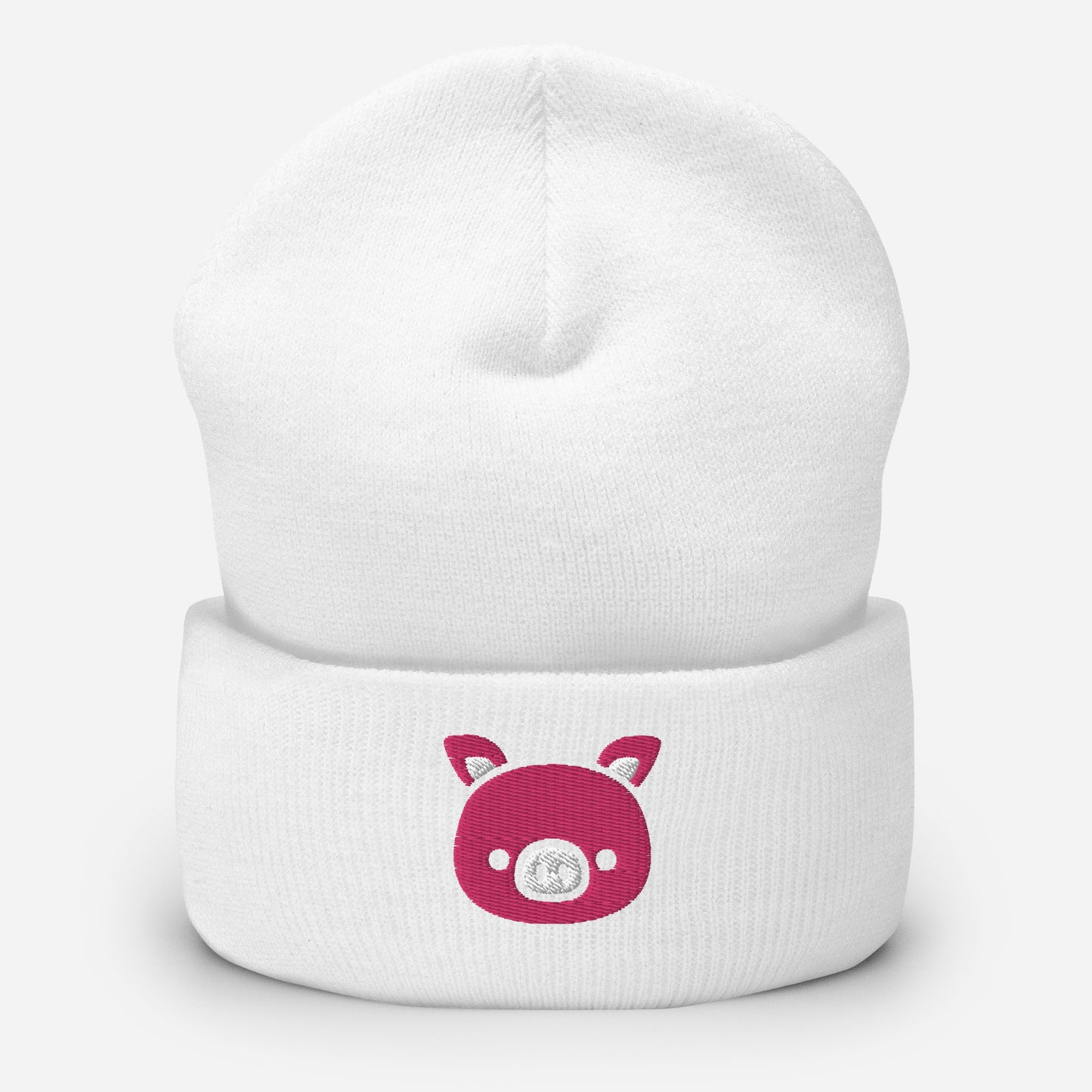 Pig Face Beanie Cap, Embroidered Farm Animal Cuffed Beanie, Handmade Unisex Slouchy Cartoon Pig Gift Hat Cap