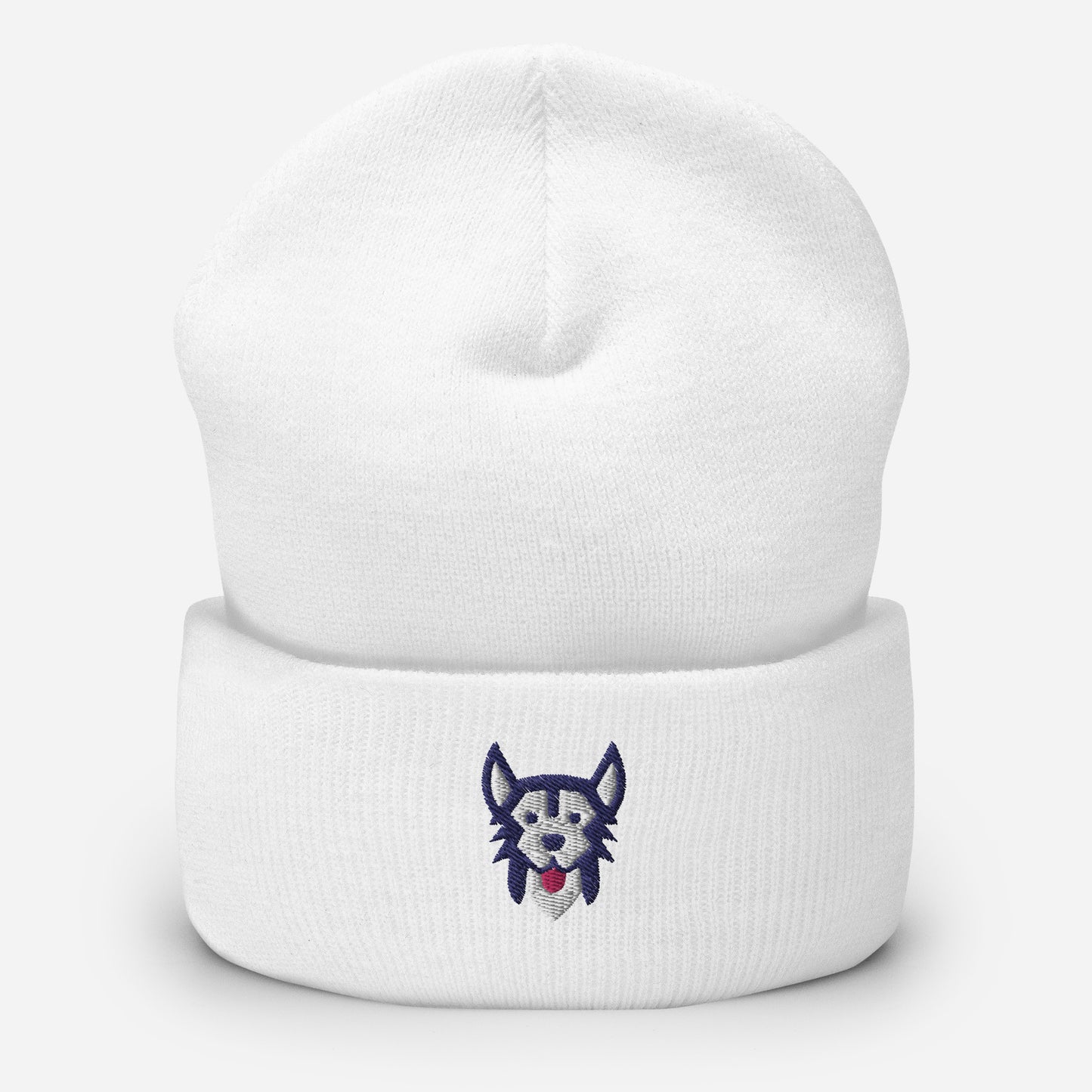 Siberian Husky Beanie Cap, Embroidered Husky Sibe Dog Lover Cuffed Beanie, Handmade Unisex Sled Dog Slouchy Chukcha Dogs Gift Hat Cap