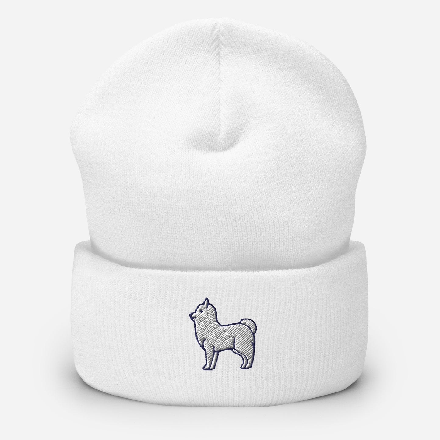 Pomeranian Dog Beanie Cap, Embroidered Dog Lover Cuffed Beanie, Handmade Unisex Slouchy Pom Dogs Gift Hat Cap
