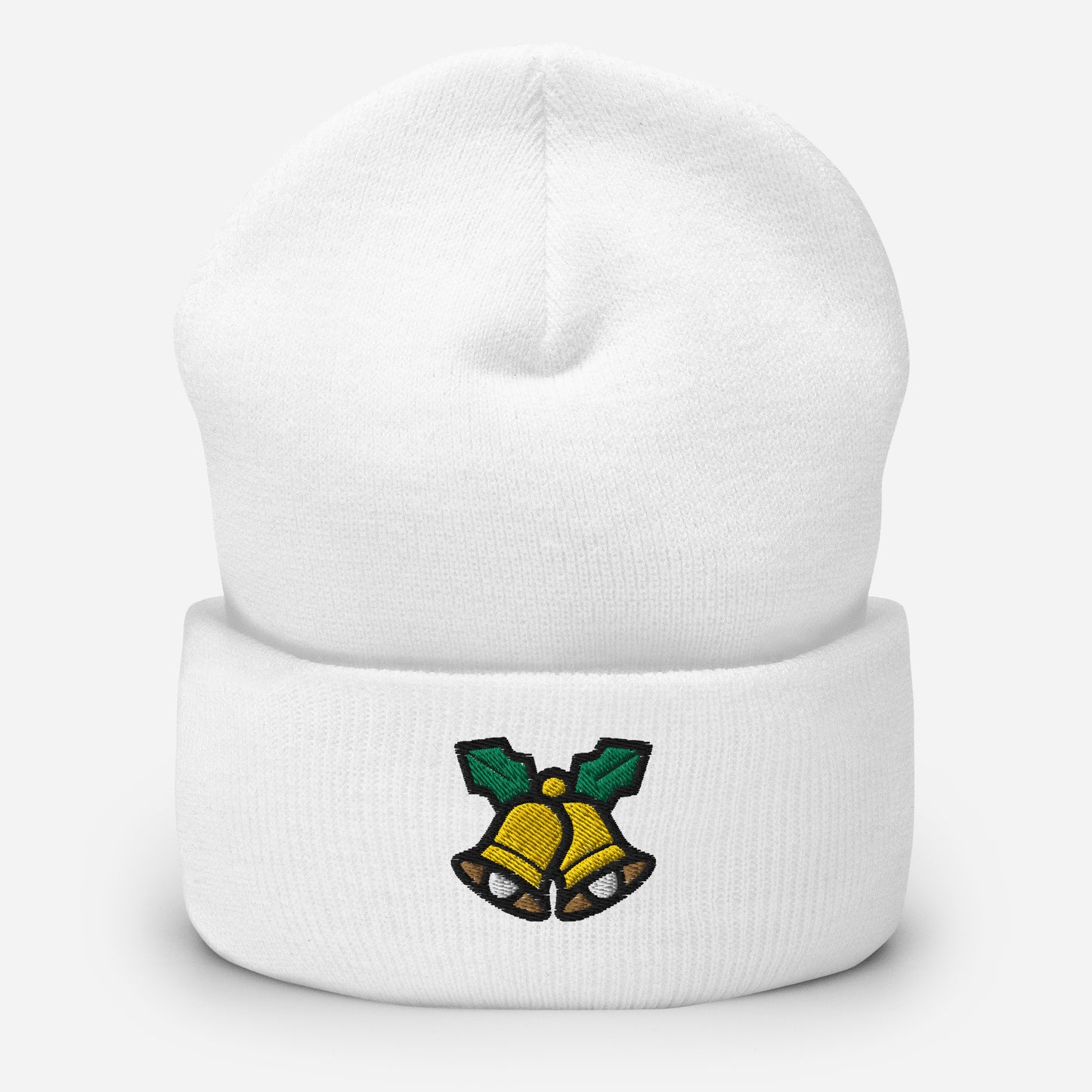 Christmas Bells Beanie Cap, Embroidered Christmas Celebration Cuffed Beanie, Handmade Unisex Slouchy Xmas Festive Gift Hat Cap