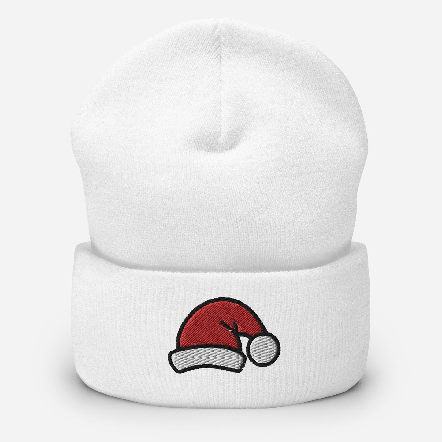 Christmas Santa Beanie Cap, Embroidered Christmas Santa Claus Cuffed Beanie, Handmade Unisex Slouchy Xmas Festive Gift Hat Cap