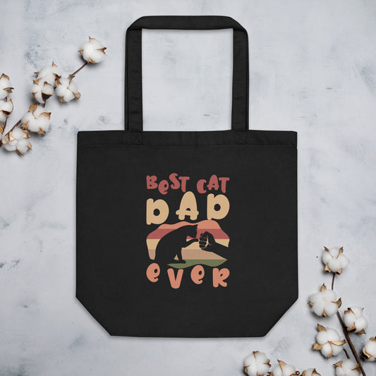 Best Cat Dad Ever Funny Vintage Retro Cat Father Crazy Cat Dad Cat Lover Cat Owner Eco Tote Bag