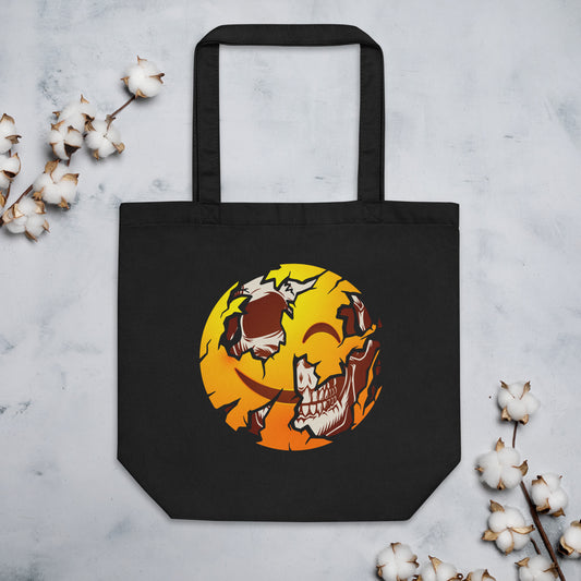 Halloween Half Skull Emoticons Devil Smille Half Skull Eco Tote Bag
