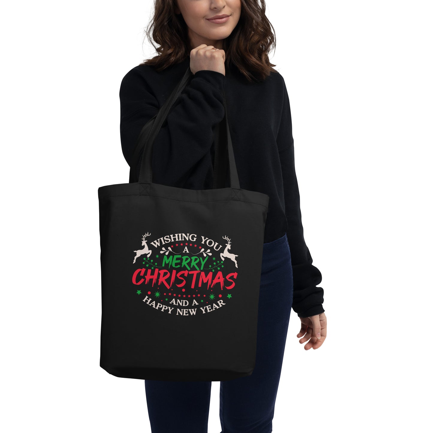 Wishing You A Merry Christmas And A Happy New Year Xmas Winter Holiday Eco Tote Bag