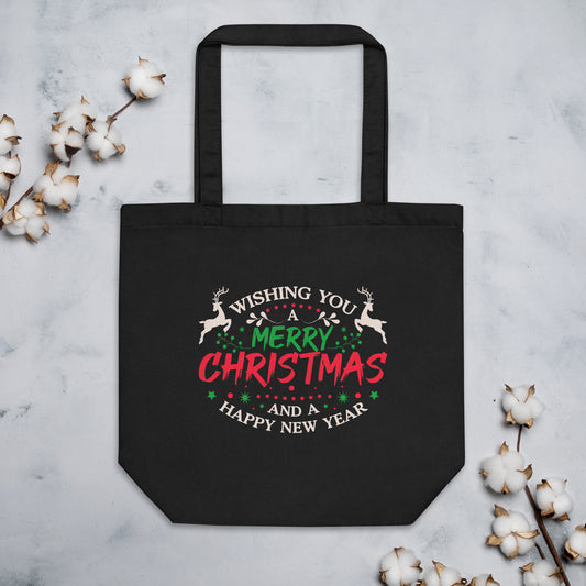 Wishing You A Merry Christmas And A Happy New Year Xmas Winter Holiday Eco Tote Bag