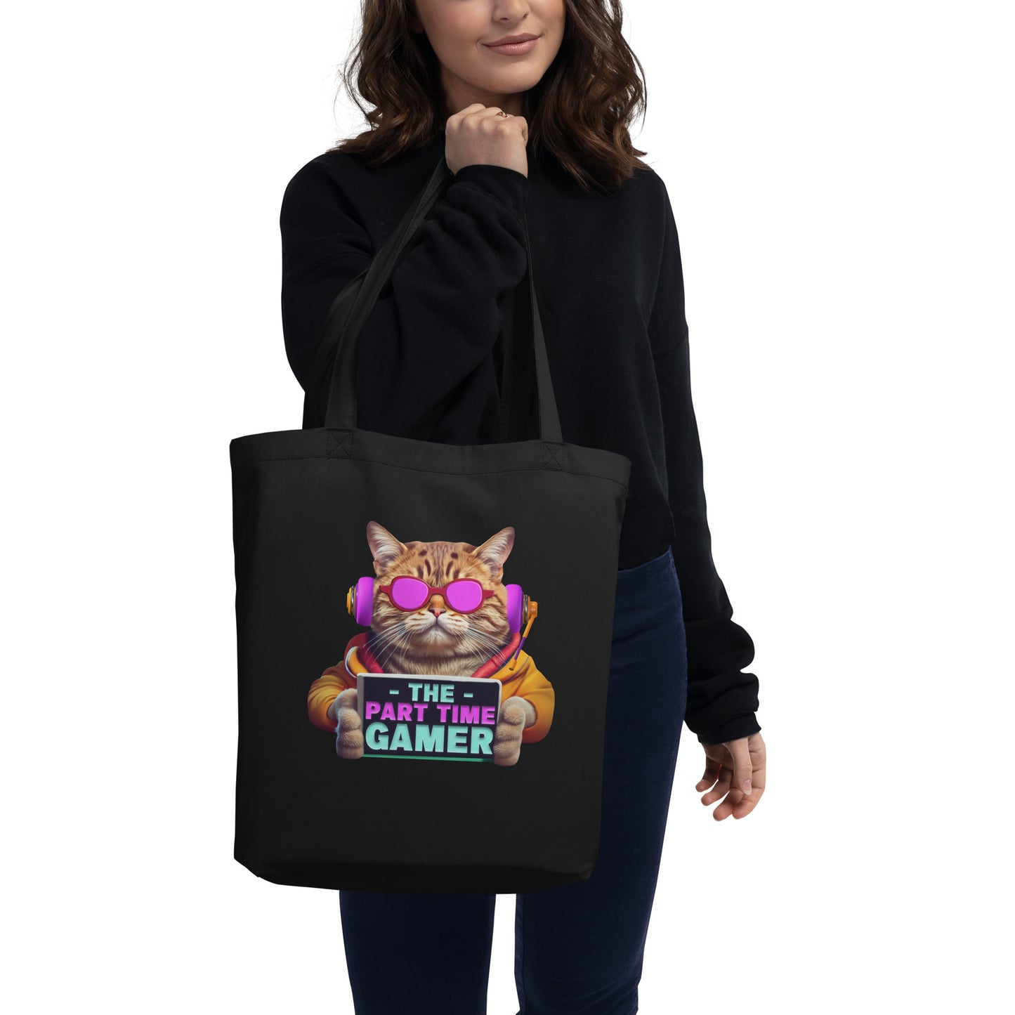 The Part Time Gamer Cat With Headphones Video Gaming Cat Lover Eco Tote Bag