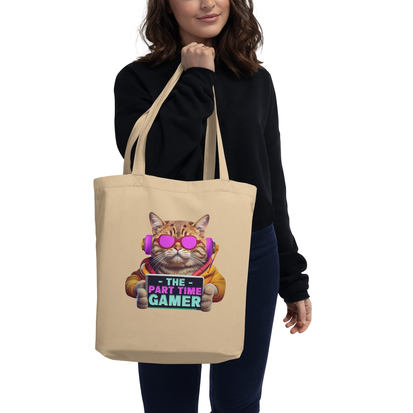 The Part Time Gamer Cat With Headphones Video Gaming Cat Lover Eco Tote Bag