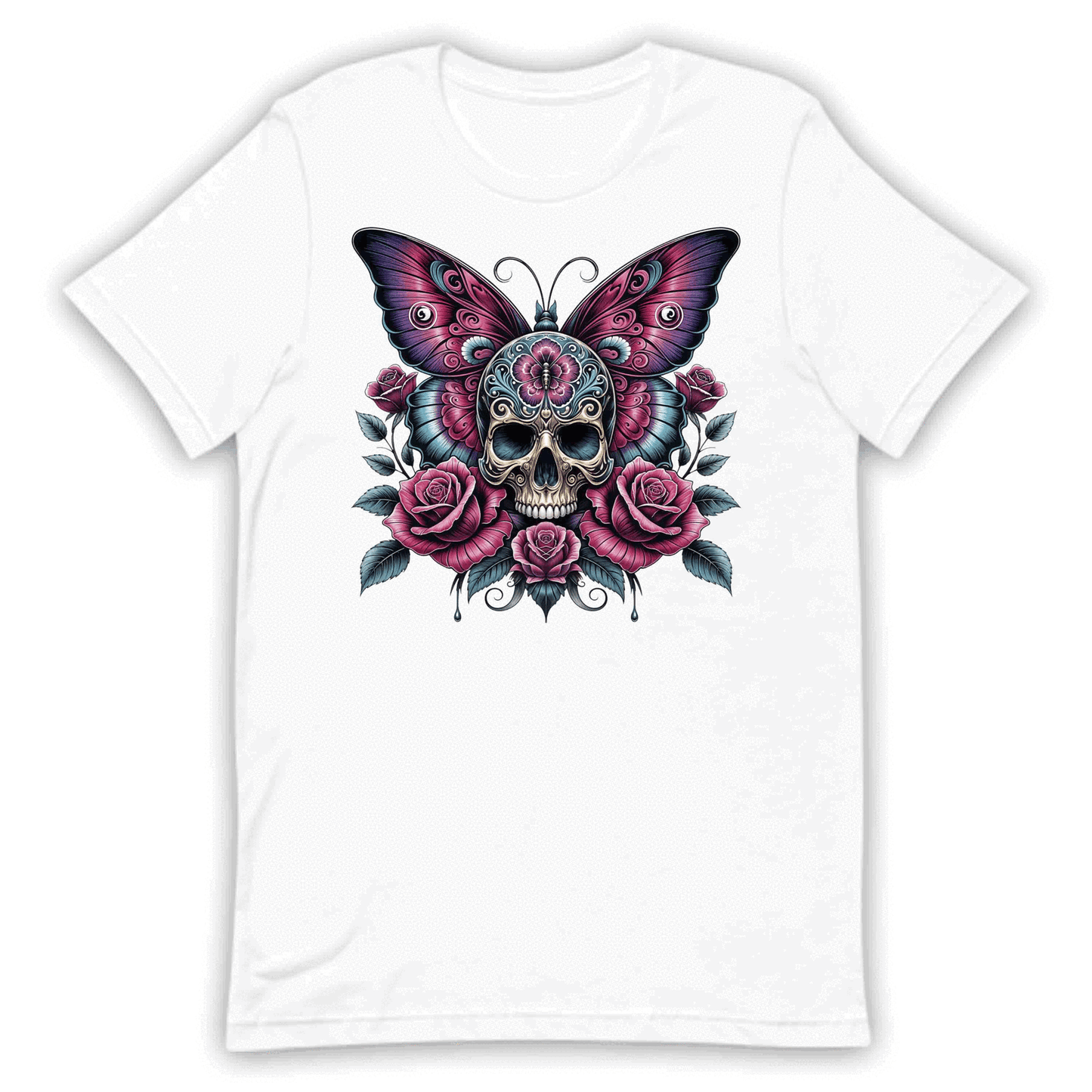 Sugar Skull Butterfly Roses And Gothic Elegance Nature Lovers | PRODUCT CODE: SGRKLUBTFLYG