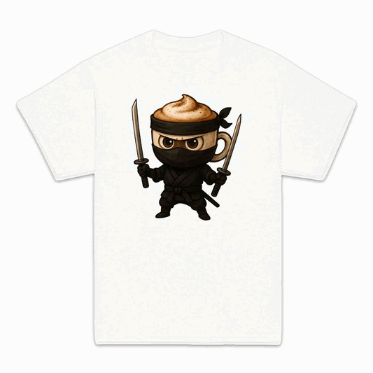 Coffee Ninja Kids T-Shirt, Jumper & Hoodie – Funny Caffeinated Samurai Espresso Meme for Baristas & Brew Lovers | PRODUCT CODE: CGSDTNMJ