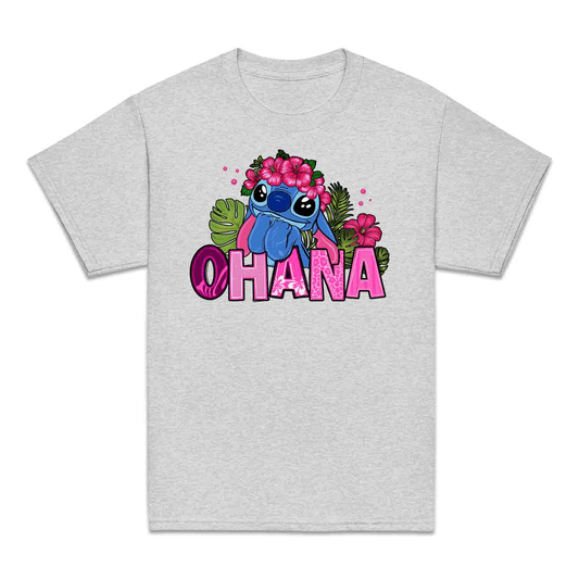 Stitch Ohana Kids T-Shirt – Tropical Disney Floral Tee for Lilo & Stitch Fans, Hawaiian Family Vacation Shirt | PRODUCT CODE: ODSAHQEW