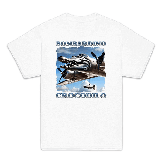 Bombardiro Crocodilo Kids T-Shirt, Jumper & Hoodie – Funny Italian Meme, Crocodile Warplane Parody Apparel | PRODUCT CODE: BADREYONA