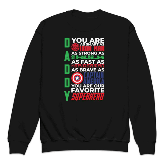 Daddy Superhero Kids T-Shirt, Jumper & Hoodie – Marvel-Inspired Father’s Day Gift Featuring Iron Man, Hulk, Spider-Man & Captain America | PRODUCT CODE: DSBXCVTE