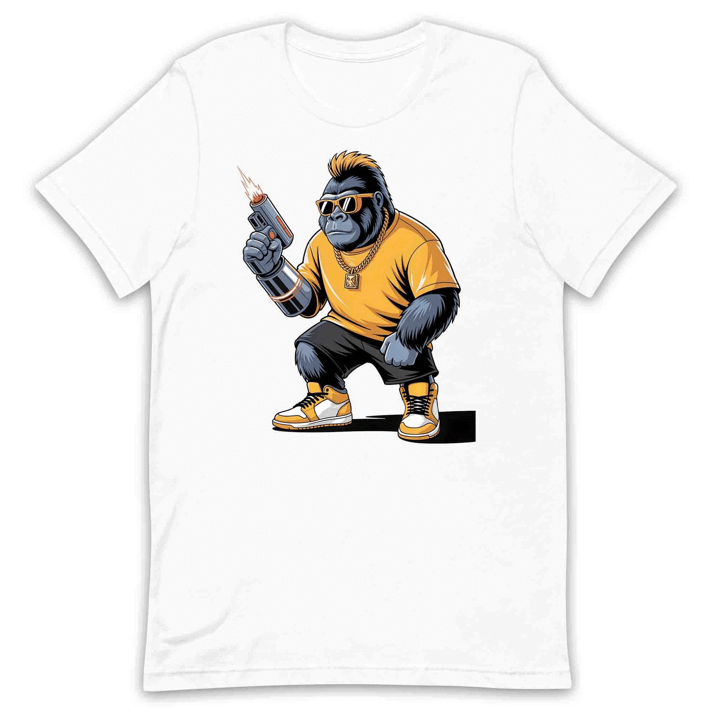 Laser Gun Gorilla T-Shirt, Cyberpunk Swag Sweatshirt, Hip-Hop Ape Hoodie | PRODUCT CODE: BDSKJWQE