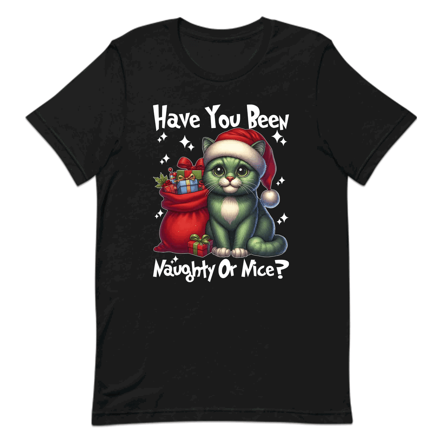 Have You Been Naughty Or Nice Christmas Green Cat Funny Xmas Kitten | PRODUCT CODE: HVYYBMGHYGR