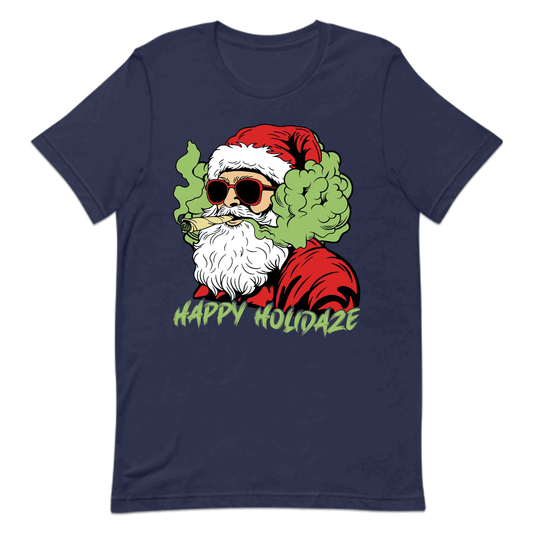 Happy Holidaze Santa Stoner Christmas Santa Smoking Weed Xmas Cannabis | PRODUCT CODE: HPYLDZRUNWED