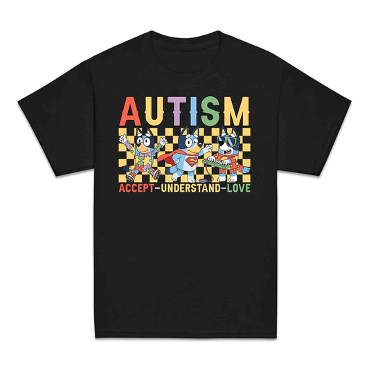 Bluey Autism Awareness Kids T-Shirt | Accept Understand Love Jumper | Neurodiversity Puzzle Hoodie | PRODUCT CODE: BLERYAJHERS